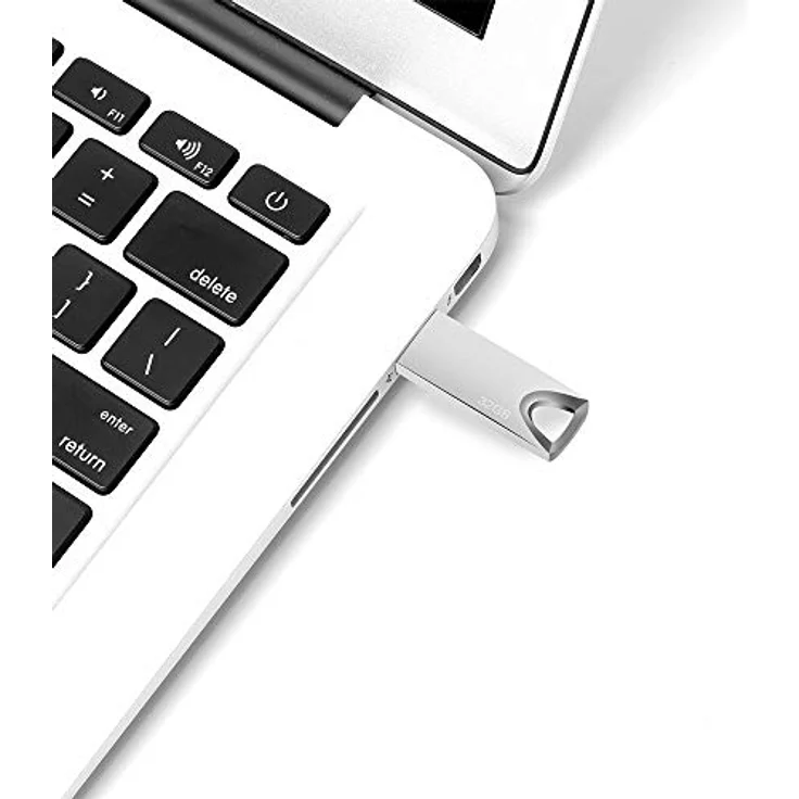 Geweo USB Stick 32GB, Slim wasserdicht Pen Drive mit Schlüsselanhänger für Schule, Büro, Auto, PC und Laptop (Silber) – Bild 2