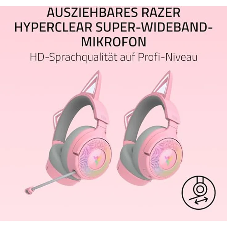 Razer Kraken Kitty V3 Pro, Kabelloses RGB-Gaming-Headset mit reaktiven Katzenohren, TriForce 40mm Treiber, Hyperspeed Wireless & Bluetooth, THX Spatial Audio | Quartz – Bild 4