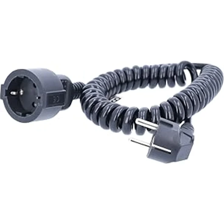 as – Schwabe Schutzkontakt-Spiralleitung – von 1 m auf 2,5 m dehnbares Spiral-Kabel mit Schutzkontaktwickelstecker & Schutzkontaktkupplung ''– 230 V - 16 A Verlängerungskabel – IP20 – schwarz I 70410 – Bild 5
