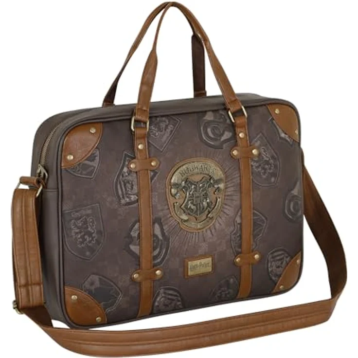 Karactermania Laptoptasche Harry Potter, gepolstertes Fach mit Klettverschluss, Trolley-Riemen, Hogwarts Emblem – Bild 4