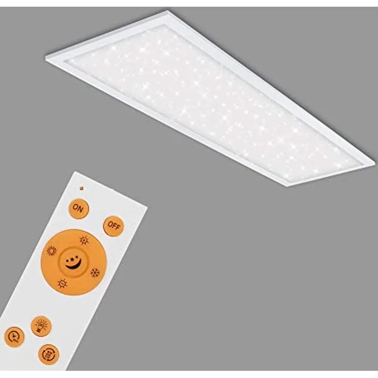 BRILONER Leuchten - LED Panel, Deckenlampe inkl. Sternendekor, Deckenleuchte dimmbar, Farbtemperatursteuerung (CCT), inkl. Fernbedienung, 24 Watt, 2.200 Lumen, Weiß, 1000x250x65mm (LxBxH), 7308-016