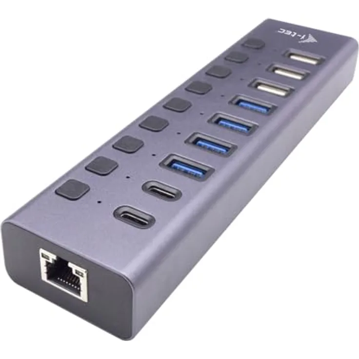 i-Tec CACHARGEHUB9LAN USB-Hub, Grau
