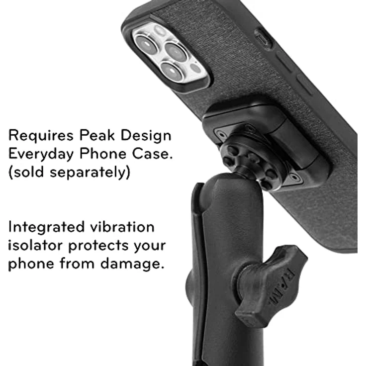 Peak Design Motorcycle Mount, Smartphone Halterung mit ultrastraker magnetisch-mechanischer Befestigung, Schwarz – Bild 3