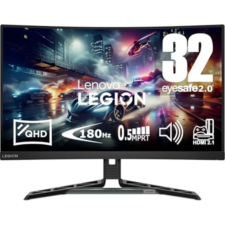 Lenovo Legion R32qc-30 | 31,5" QHD Curved Gaming Monitor | 180Hz, 0,5ms Reaktionszeit, AMD FreeSync, schwarz – Bild 1