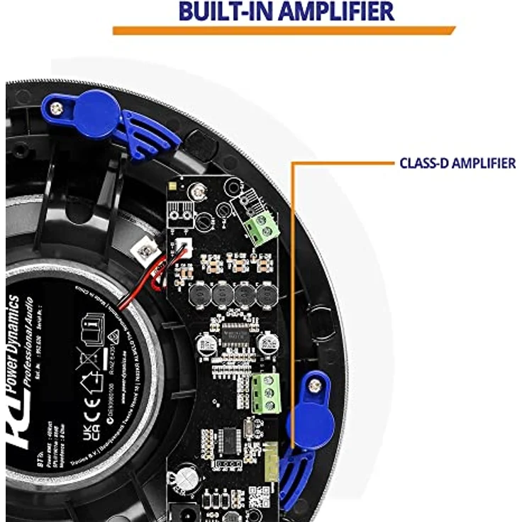 Power Dynamics NCBT601, Aktiver Deckenlautsprecher mit Bluetooth 5.0, 6,5 Zoll, Weiß, 2-Wege-Design, integrierter Class-D-Verstärker, raumfüllender Klang – Bild 4