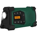 Pearl infactory Notfallradio: Mobiles Kurbelradio mit DAB+, EWF-Funktion, Solarpanel, LED, USB (Baustellenradio, DAB Solarradio, Taschenlampen)