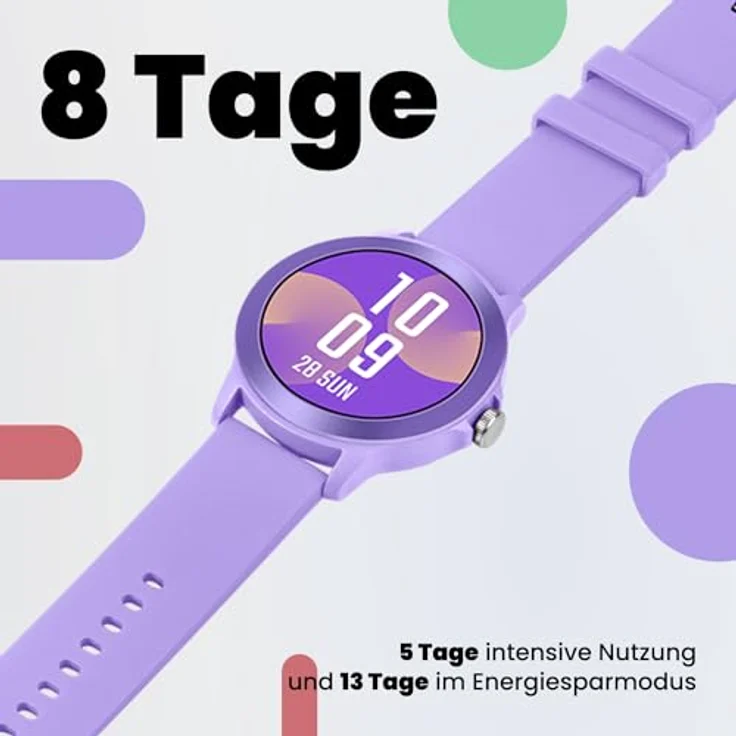 SPC Smartee Duo Vivo, Smartwatch mit 1,27-Zoll IPS-Touchscreen, IP68 wasserdicht, Herzfrequenzsensor, 128 GB Speicher, violett – Bild 5