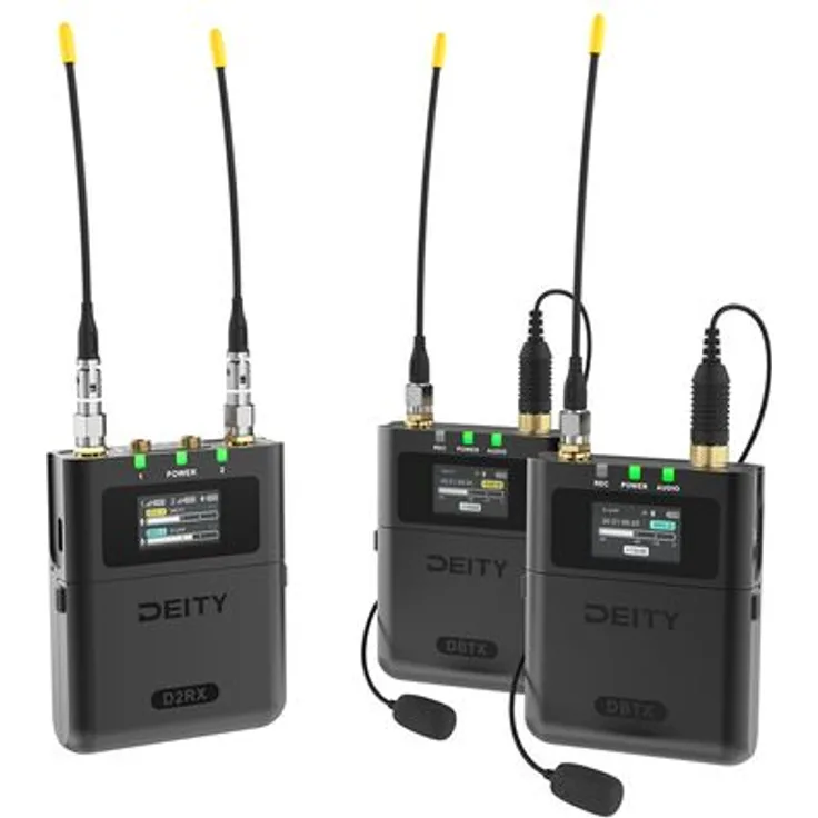 Deity THEOS Digital Wireless 2ch Kit, D-UHF-Funksystem mit 32-Bit-Float-Audio-Recorder und Timecode, dualer Empfang, bis zu 14 Stunden Akkulaufzeit, Aluminium-Body