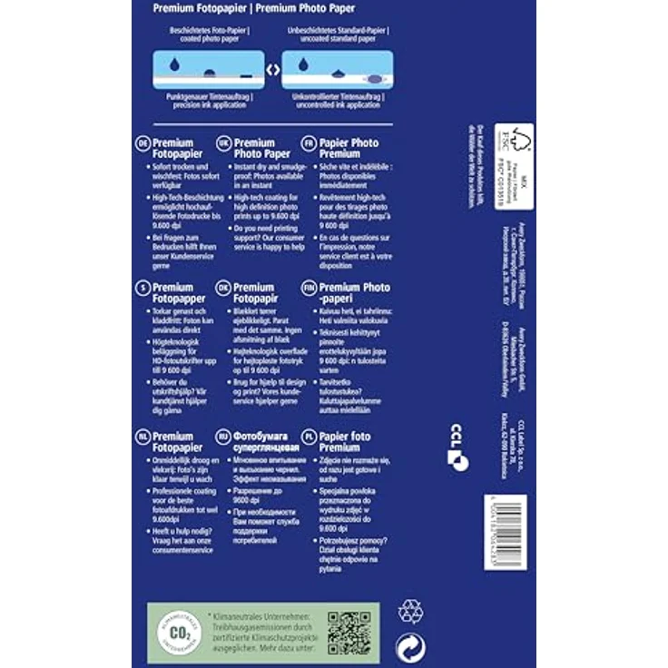 AVERY Zweckform Art. C2550-20 Premium Inkjet Fotopapier (20 Blatt, 250 g/m², 10x15cm, hochglänzende Fotokarten, einseitig beschichtet, sofort trocken & wischfest, Fotoblätter für Inkjet-Drucker) weiß – Bild 2