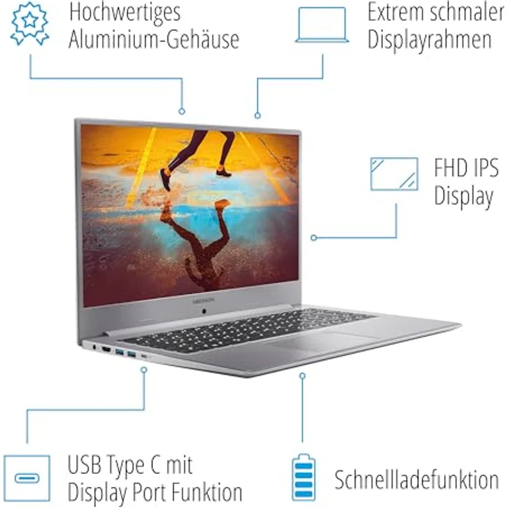 MEDION S15449 39,6 cm (15,6 Zoll) Full HD Laptop (Intel Core i5-1135G7, 16 GB DDR4 RAM, 1TB PCIe SSD, Intel Iris Xe Grafik, HD Webcam, Win 11 Home) – Bild 4