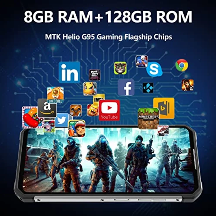 OUKITEL WP17 Outdoor Smartphone, 8300 mAh, 128GB + 8GB, Helio G95 Game Chip, 90 Hz 6.78 Inch FHD+ Display, 64 MP + 20 MP Camera, 18 W Fast Charging, Android 11 NFC OTG Dual 4G, Green – Bild 5