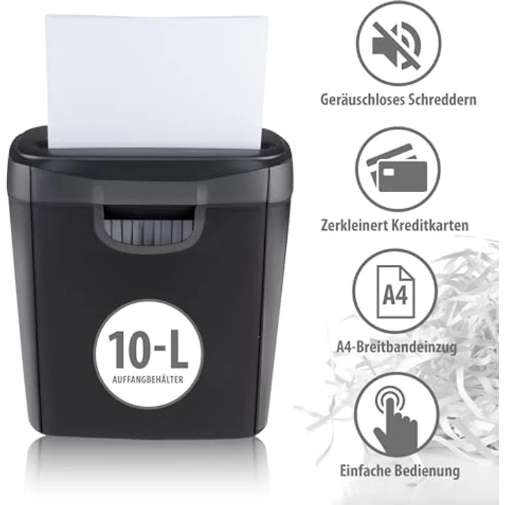 ALPINA SPORTS Aktenvernichter, Paper Shredder 230V, 190W, leistungsstark und effizient – Bild 3