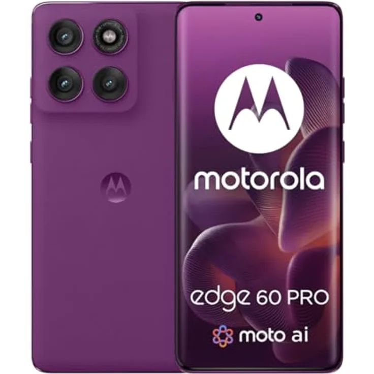 Motorola edge 60 Pro, 6,67" Dual-SIM Smartphone mit 50 MP Triple-Kamera, 12 GB RAM, 512 GB Speicher, 6000 mAh, 5G, IP68/IP69, Violett