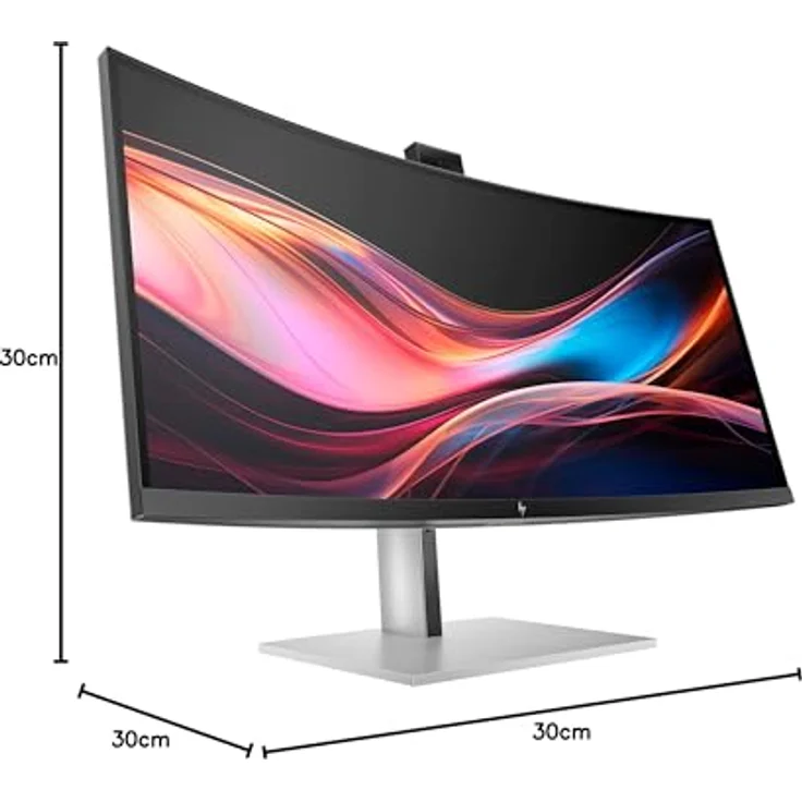 HP 734pm - Series 7 Pro - 34" gebogener Monitor - 3440x1440 WQHD @120 Hz - 400 cd/m² - Thunderbolt 4, HDMI, DisplayPort, USB-C - Lautsprecher - Schwarz, Silber – Bild 9
