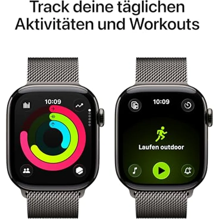 Apple Watch Series 11 Cellular, 42  mm, Titangehäuse Schiefer, Milanaise Armband Schiefer – Bild 4