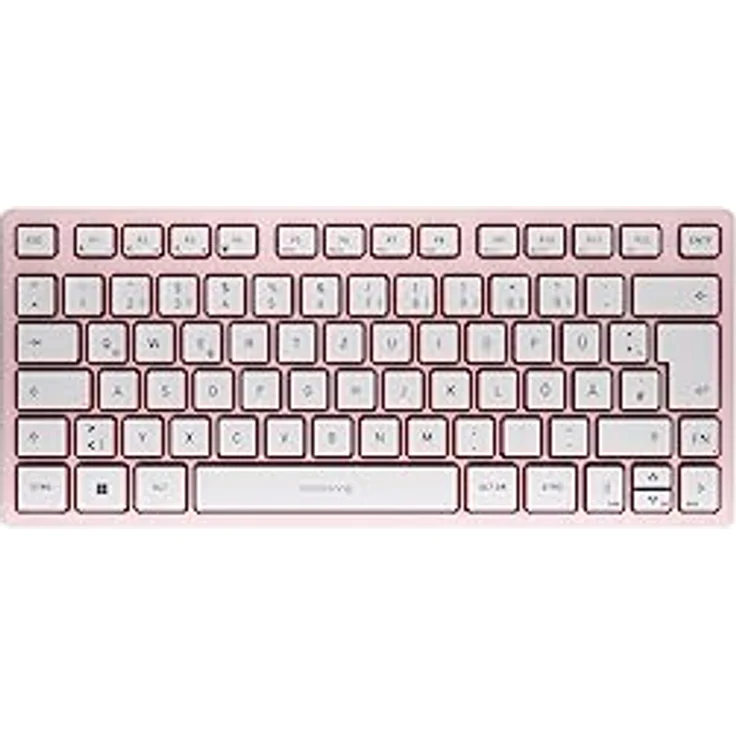 CHERRY KW 7100 Mini BT, Kompakte Multi-Device-Tastatur mit 3 Bluetooth®-Kanälen, Deutsches Layout (QWERTZ), Flaches Design, inkl. Transporttasche, Cherry Blossom – Bild 1