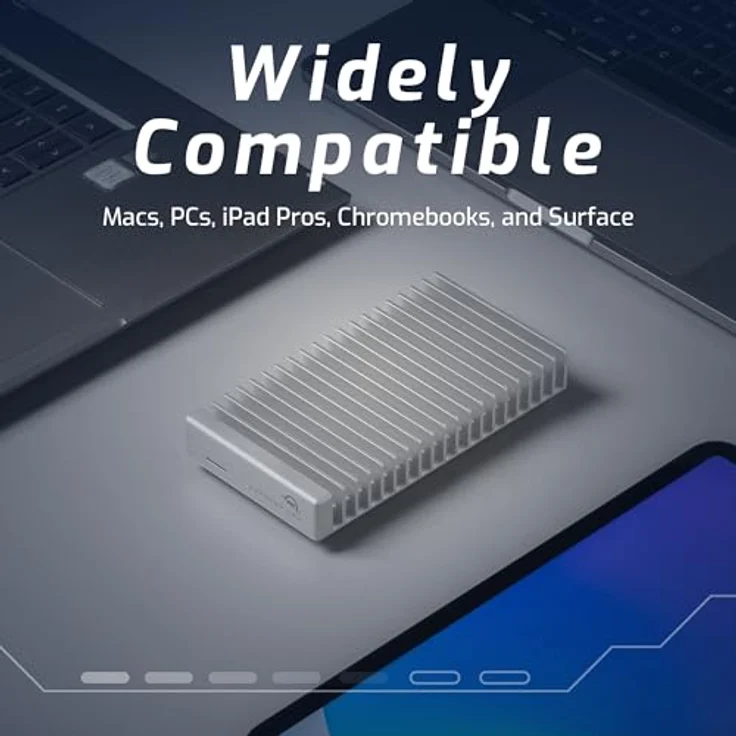 OWC Express 1M2 80G USB4 NVMe SSD Gehäuse, Aluminium, kompatibel mit M.2 2280/2242, Silber, ultrahochgeschwindigkeit bis 6000 MB/s – Bild 3