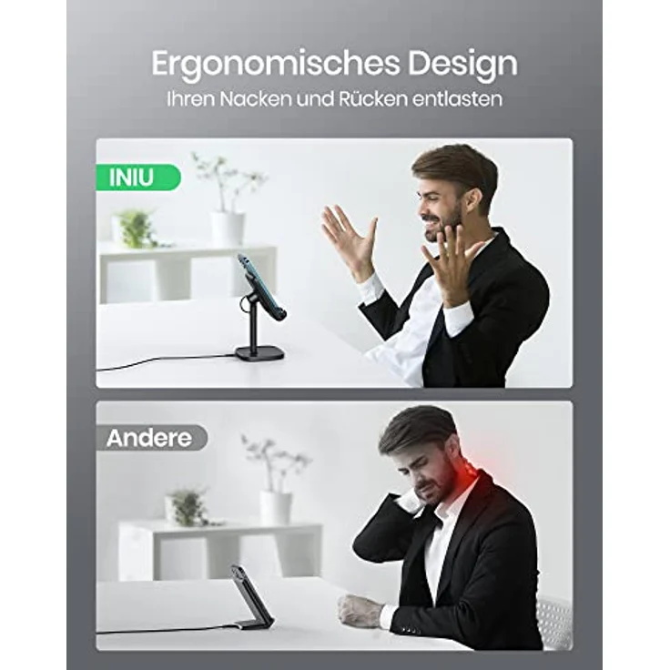 INIU Wireless Charger, 15W Induktive Ladestation Qi-Zertifiziert Schnelles Kabelloses Ladegerät Handy handyhalterung für iPhone 14 13 12 Pro Mini Max Xr Xs Samsung Galaxy S22 S21 S20 Google Pixel LG – Bild 4