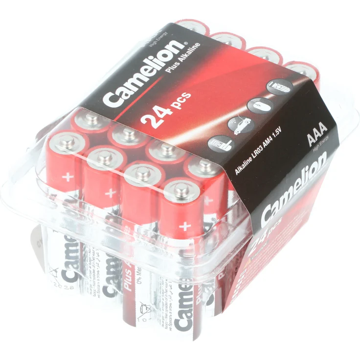 Camelion Plus Alkaline AAA Batterien, 24 Stück in praktischer Aufbewahrungsbox, ideal für Fernbedienungen und Spielzeuge, 1,5V, langanhaltende Energieabgabe