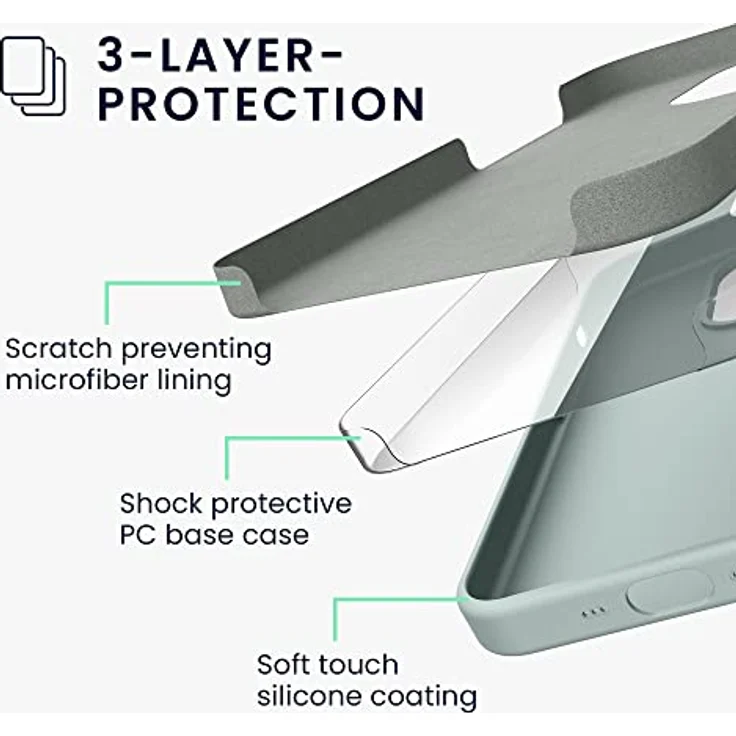kwmobile Handyhülle für iPhone 14 - Silikon Case in Cool Mint, Anti-Rutsch, kabelloses Laden, optimaler Schutz – Bild 4
