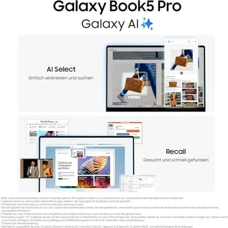 Samsung Galaxy Book5 Pro AI-Laptop, 14-Zoll-Display, Intel Core Ultra 7 Prozessor, 16 GB RAM, 512 GB Speicher, Moonstone Gray, 3 Jahre Herstellergarantie – Bild 4