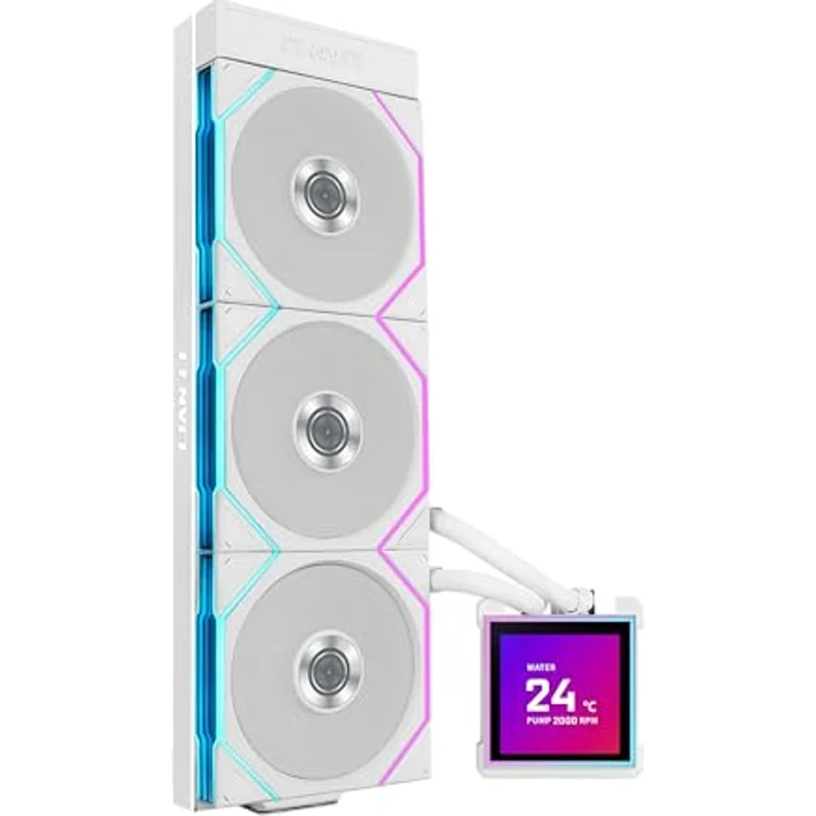 Lian Li HydroShift II LCD-S 360 AiO-Wasserkühlung mit 3,4" IPS-Display, kabellose Steuerung und innovativer Schlauchführung, Weiß – Bild 3
