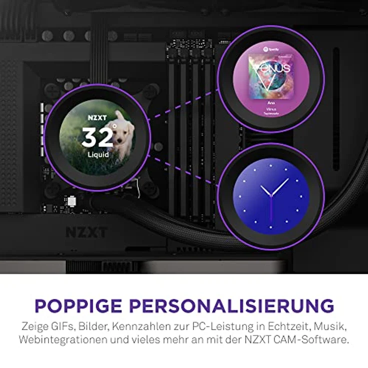 NZXT Kraken Elite 240 - RL-KN24E-B1-240mm AIO CPU Wasserkühlung - 2,36" LCD Display 640x640-2x120mm PWM Fans - EIN Breakoutkabel zur einfachen Installation - Schwarz – Bild 2
