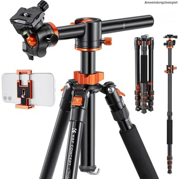 K&F Concept Trident-T Stativ, tragbares Aluminium-Stativ mit flexiblem Kopf und schneller Montage
