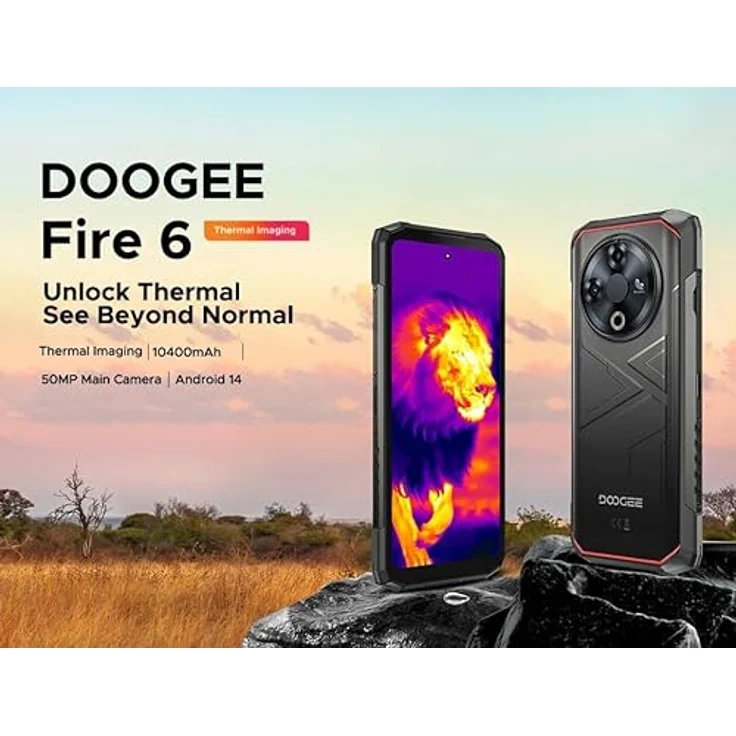 "DOOGEE Fire6 Wärmebildkamera Smartphone (6.56 Zoll, 256 GB Speicherplatz, 50 MP Kamera, 10400mAh, 16(6+10) GB+256GB, 50MP, FM/OTG) - Android 14, Unisoc T606 Octa-Core, 16GB RAM, 256GB ROM" – Bild 2