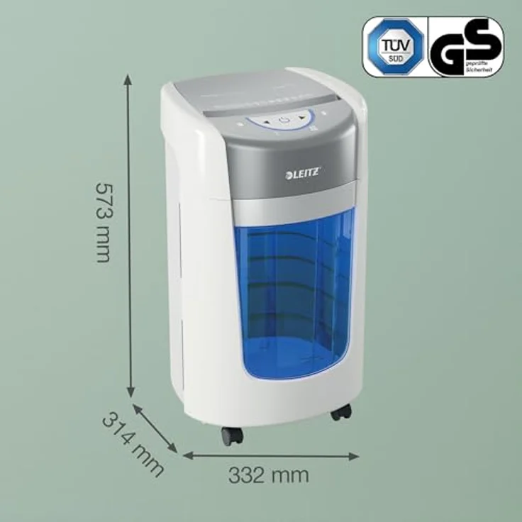 Leitz IQ OptiMax Home Office 225 P5, Aktenvernichter mit Mikro-Partikelschnitt, 90 Blatt Kapazität, leiser Betrieb, Anti-Papierstau-Technologie – Bild 7