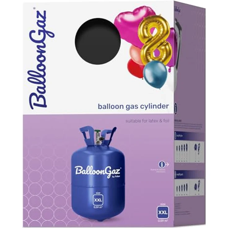 Folat BalloonGaz XXL 25205, Helium Gasflasche für bis zu 85 Folienballons, recyclebares Metall, für Geburtstag, Hochzeit und Party – Bild 2