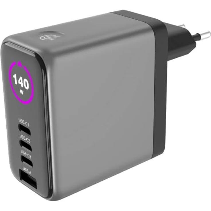 Voltcraft UC-140W01, USB Ladegerät mit 1x USB-A und 3x USB-C, 140 W, Schwarz, GaN, Schnellladegerät mit USB Power Delivery – Bild 2