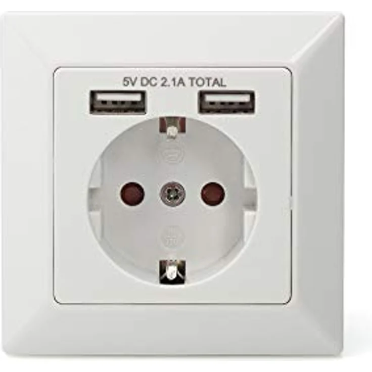 DIGITUS Unterputz-Steckdose mit USB Ladegerät - 2 Buchsen - 5V - 2,1A Gesamt - Reinweiß RAL 9003 - Bis 250V 50Hz – Bild 4