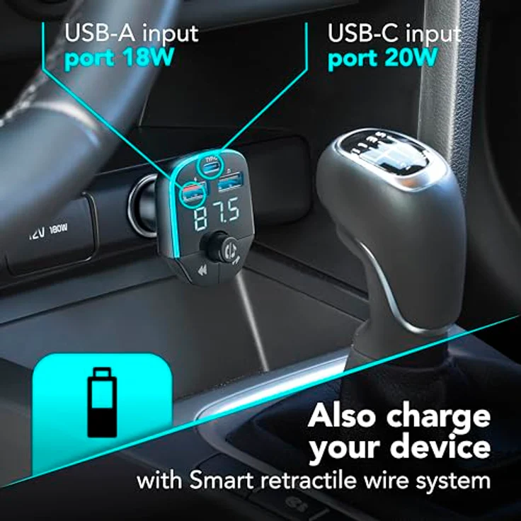 Cellularline Car FM Transmitter, drahtloses Audiosystem mit Bluetooth® Verbindung, Schwarz – Bild 3