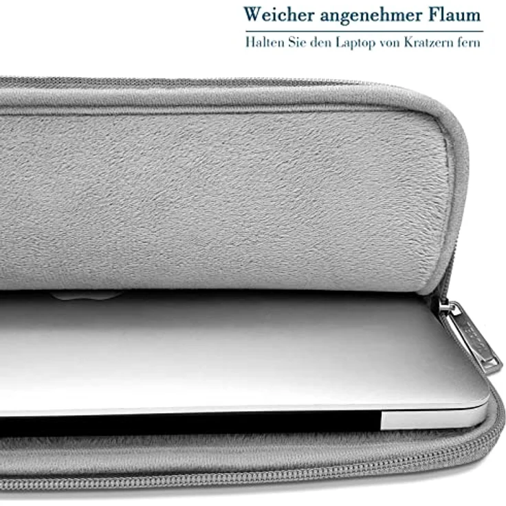 TECOOL Laptoptasche 15,6 Zoll, wasserdichte Notebook Hülle mit stoßfester Polsterung, grau – Bild 5
