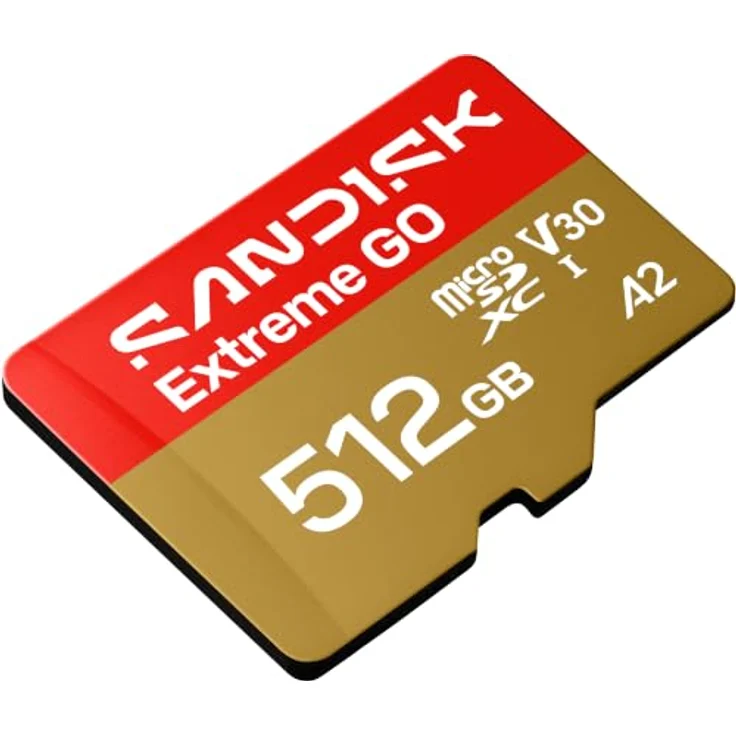 SanDisk Extreme Go - microSDXC UHS-I Speicherkarte - 512 GB, 240 MB/s Lesen, 160 MB/s Schreiben, Gold/Rot, wasserdicht, stoßfest – Bild 2