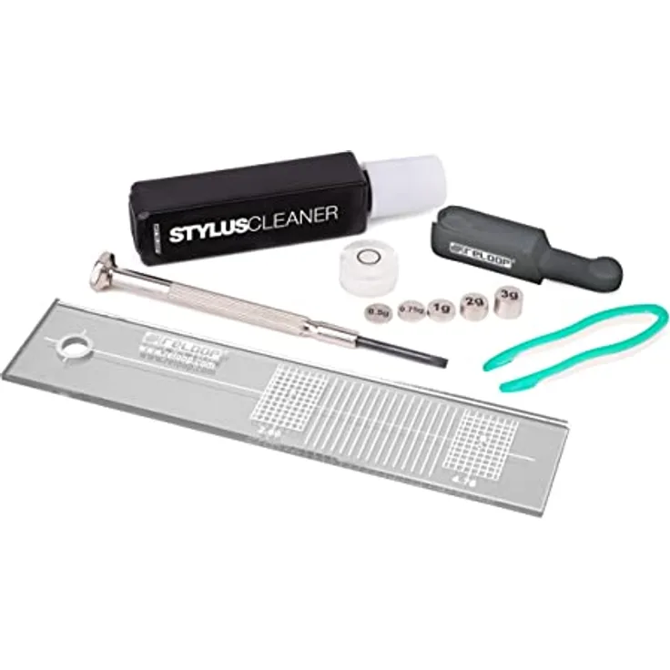 Reloop Turntable Cartridge Mount & Gauge Set - All-in-One Set zum Einstellen, Justieren und Reinigen von Plattenspieler-Tonarm und Tonabnehmer, Verspiegelte SME-Einstellschablone