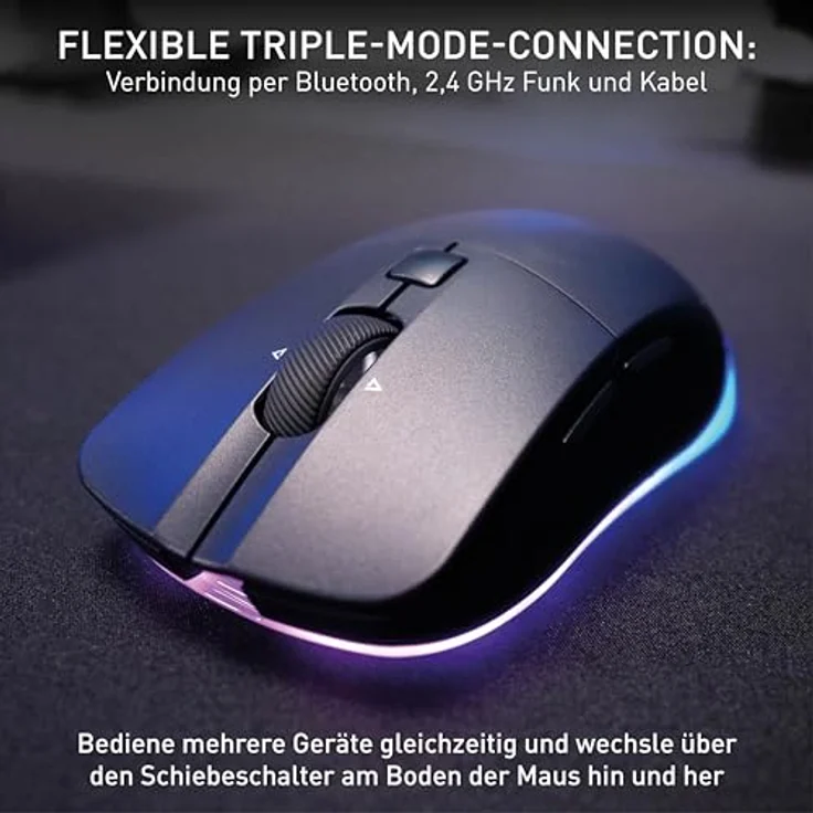 CHERRY XTRFY M50 Wireless Gaming-Maus, 2.4 GHz Funk, Bluetooth, RGB, Wiederaufladbar, Schwarz – Bild 3