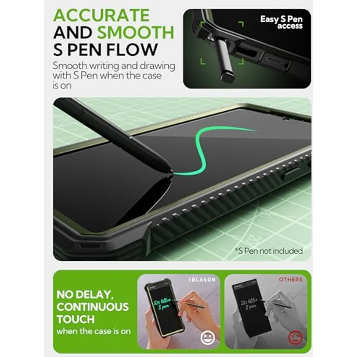 i-Blason Armorbox für Samsung Galaxy S25 Ultra, MagSafe Hülle mit Kameraschutz, 360° robustem Displayschutz und integriertem Ständer, Grün – Bild 5