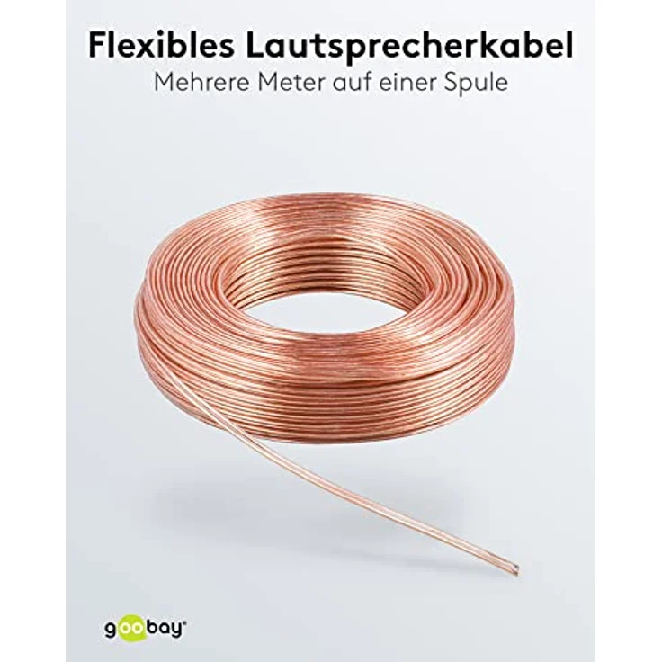 Goobay 15120 Lautsprecherkabel 2x0,5mm² Kupfer Litze / Boxenkabel Audio Kabel Meterware / Speaker Cable Kupferkabel Transparent / Subwoofer Kabel 50m – Bild 4