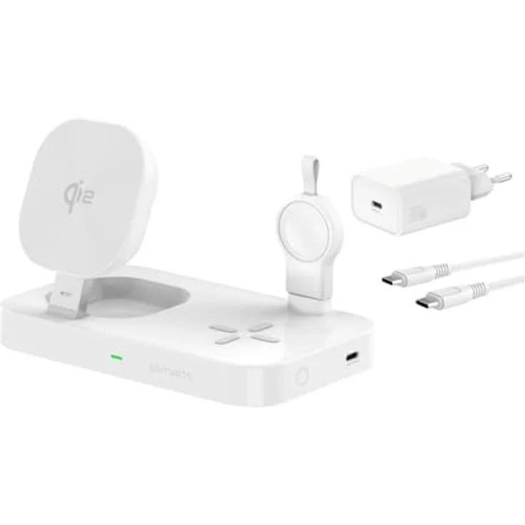 4smarts Qi2 Ladestation Trident mit Charger für Samsung Watch weiss - Kabelloses 3-in-1-Ladeerlebnis, magnetische Befestigung – Bild 2