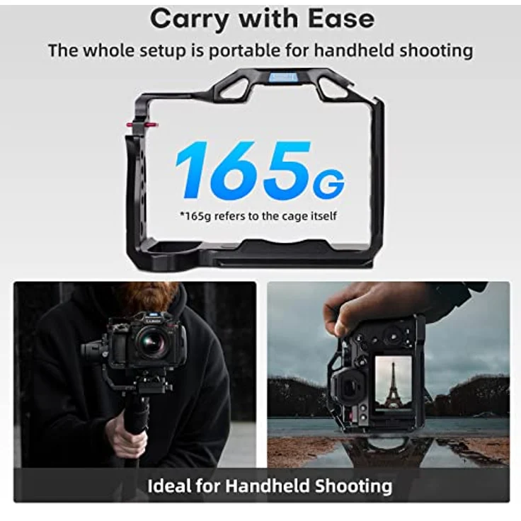 SIRUI Kamera Käfig Cage für Panasonic LUMIX S5II/S5IIX, Arca-Swiss kompatibel, Kameragehäuse/Kamerakäfig mit 1/4"-20 Gewindebohrungen, ARRI 3/8"-16 Aufnahmebohrungen, Cold Shoe und NATO-Schiene – Bild 4