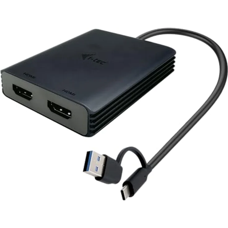 i-tec USB-A/USB-C Dual 4K HDMI VideoAdapter, DisplayLink, 2x HDMI, Windows 10/11, macOS, Linux Ubuntu - Schwarz – Bild 1