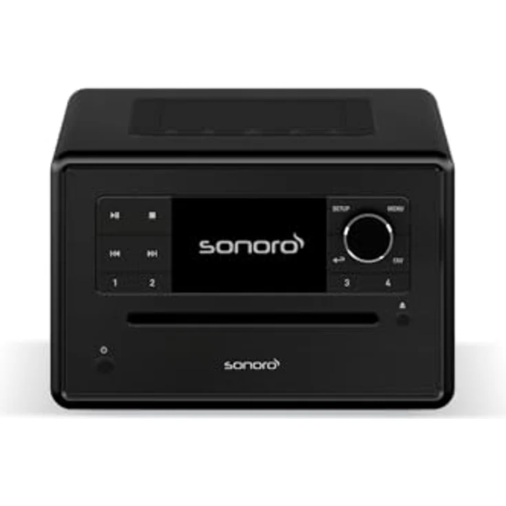sonoro Elite Internetradio mit CD-Player & Bluetooth, UKW/FM, DAB Plus, WLAN, multifunktionaler Wecker, Matt Schwarz – Bild 1
