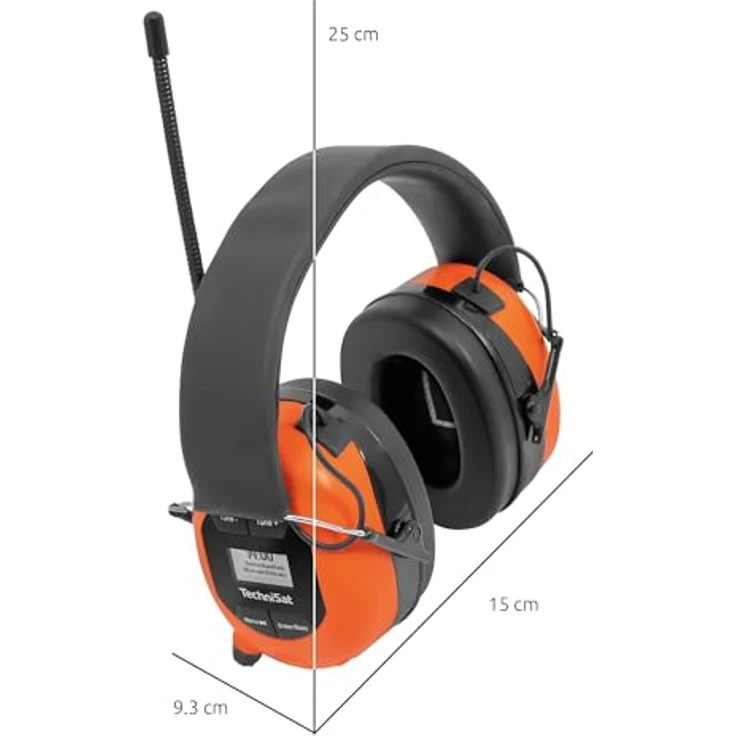 TechniSat STEREOMAN DAB+ OD – Kabelloser Stereo DAB+/FM Bluetooth-Kopfhörer mit Kapselgehörschutz orange/schwarz – Bild 2