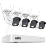 ZOSI 2.5K WiFi-Sicherheitskamerasystem, 4MP Überwachungskamera (Außenbereich, 4-tlg., 2TB HDD für 24/7 Aufnahme, mit AI-Personenerkennung)
