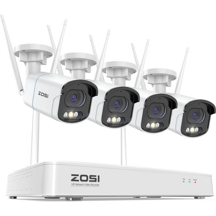 ZOSI 2.5K WiFi-Sicherheitskamerasystem, 4MP Überwachungskamera (Außenbereich, 4-tlg., 2TB HDD für 24/7 Aufnahme, mit AI-Personenerkennung) – Bild 1