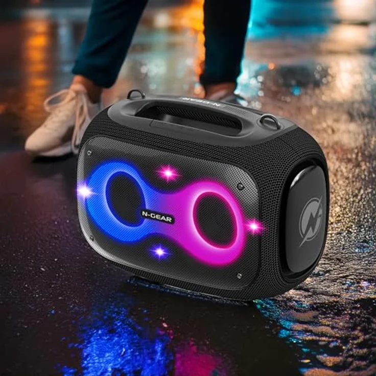 N-Gear NRG600 120 Watt Bluetooth-Speaker inkl. 2 Mikrofone (IPX5 wasserdicht, Schwarz) – Bild 3