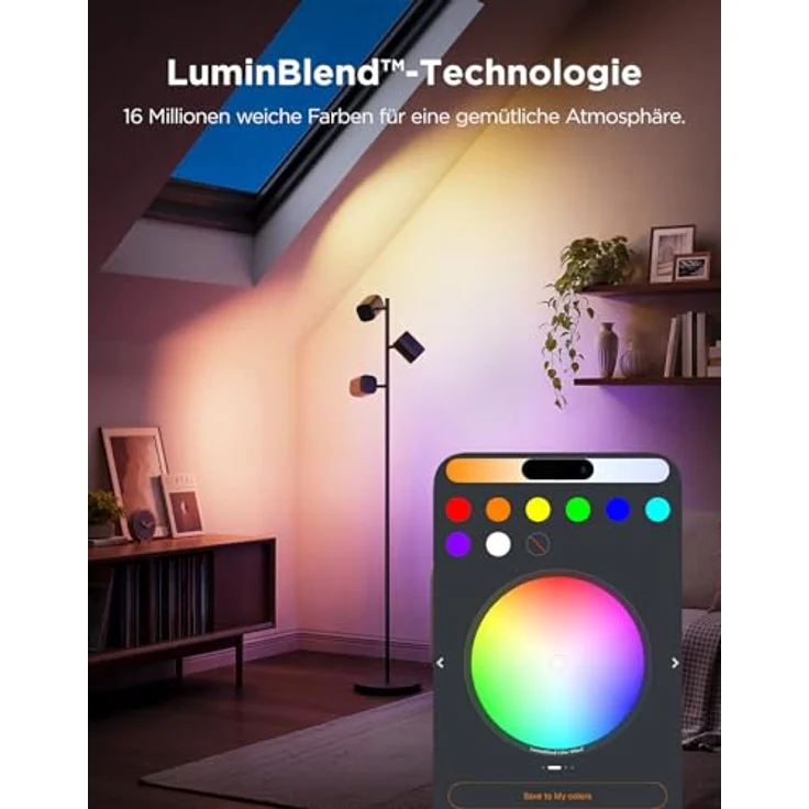 Govee 3-Flammen LED Stehlampe, RGBWW Fokus-Verstellbar, 1500lm, Matter Alexa Kompatibel, 64+ Szenen, Musik Sync, Schwarz, 157 cm für Wohnzimmer und Schlafzimmer – Bild 4