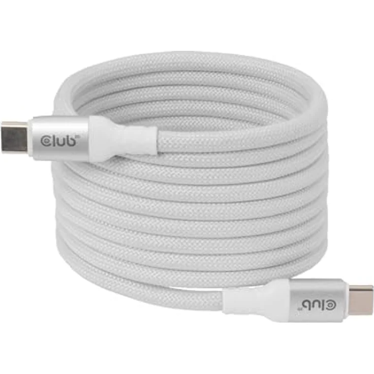 Club 3D CAC-3032 USB-C® Magnetspule, 240W PD3.1, 2m, weiß, selbstaufrollend, schnellladen – Bild 1